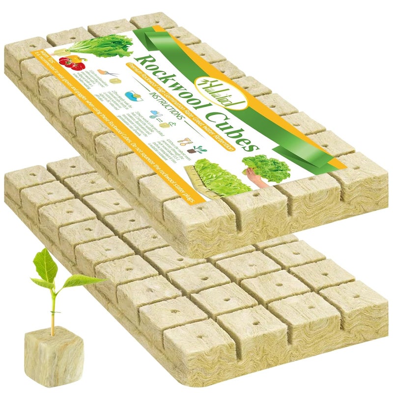 Halatool 1.2 Inch Rockwool Cubes Garden Hydroponic Pods Starter Plugs for Hydroponics Soilless Cultivation Seedling Starting Cuttings Clone & Plants Propagation (2 Sheets, 72 Plugs in Total) - Image 1